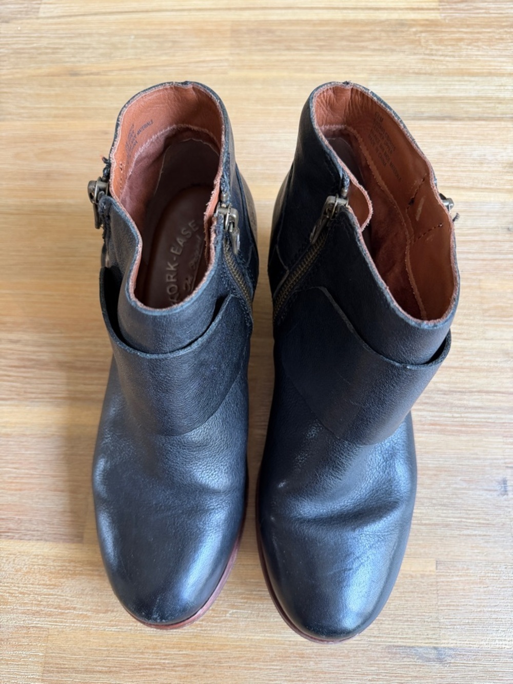 Kork-Ease Black Leather Ankle Booties with Buckle & Side Zip - Picture 6 of 14